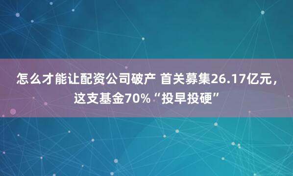 怎么才能让配资公司破产 首关募集26.17亿元，这支基金70%“投早投硬”