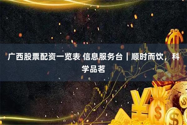 广西股票配资一览表 信息服务台｜顺时而饮，科学品茗